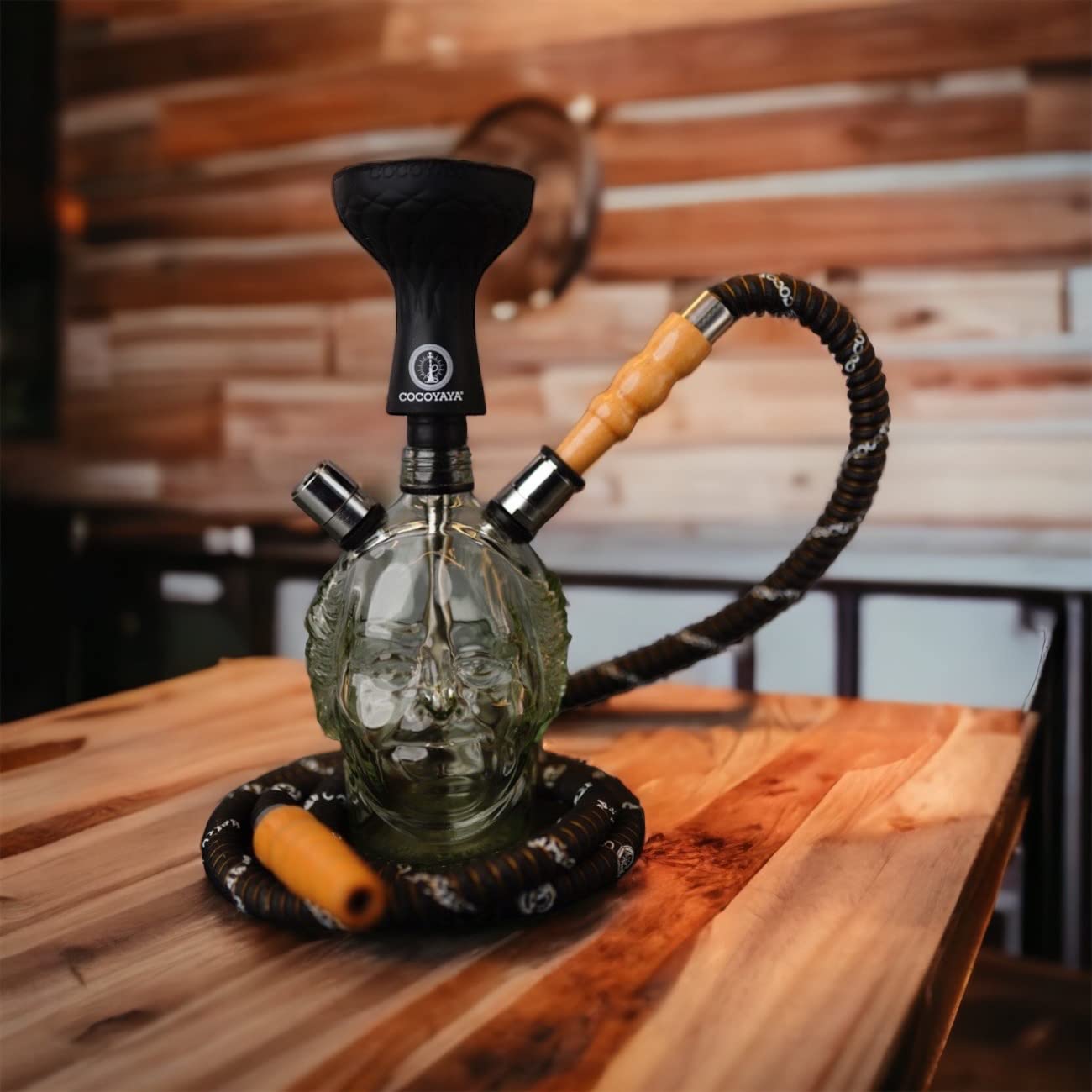 Smokey Monk Hookah Set with Silicone Chillum, Tong and Hose, 800g, 8.5 Inch Bottle