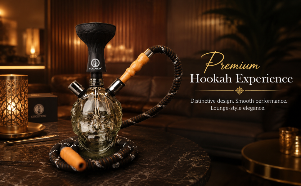 Smokey Monk Hookah Set with Silicone Chillum, Tong and Hose, 800g, 8.5 Inch Bottle